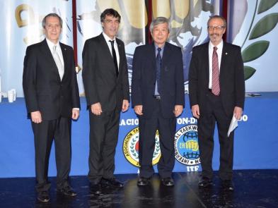 (De izq. a der) SM Horacio Boitano, GM Néstor Galarraga, GM Kim, Han Chan, SM Carlos Composto